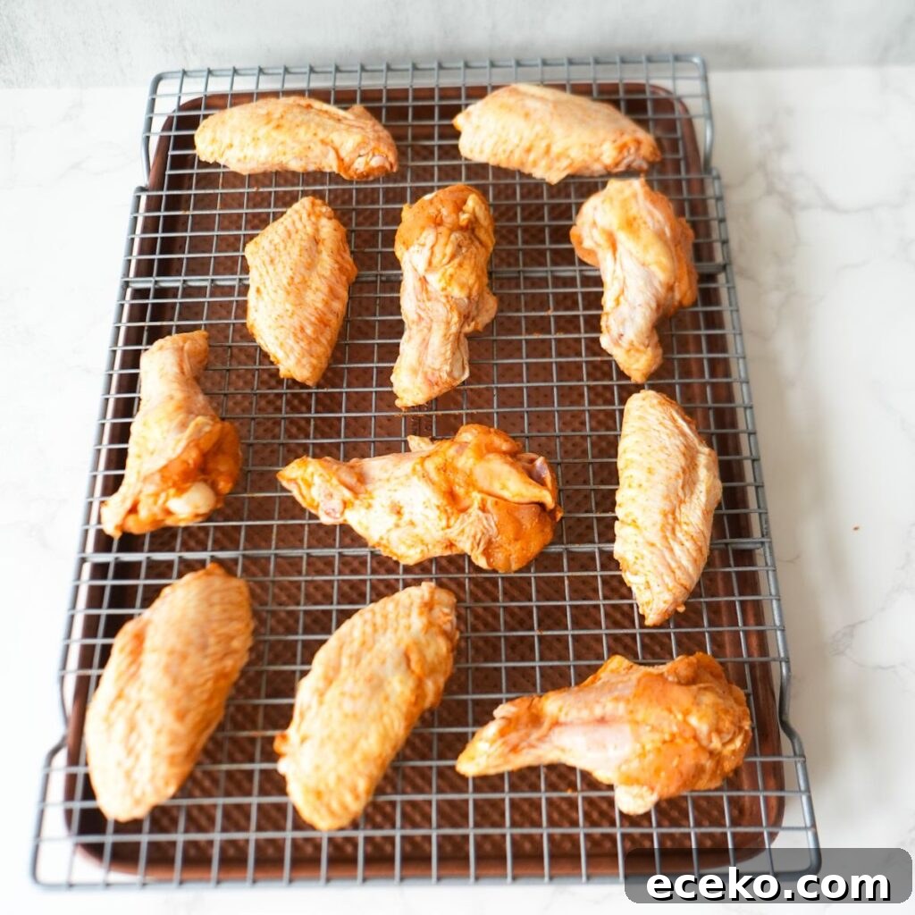 Wings on an oven rack.