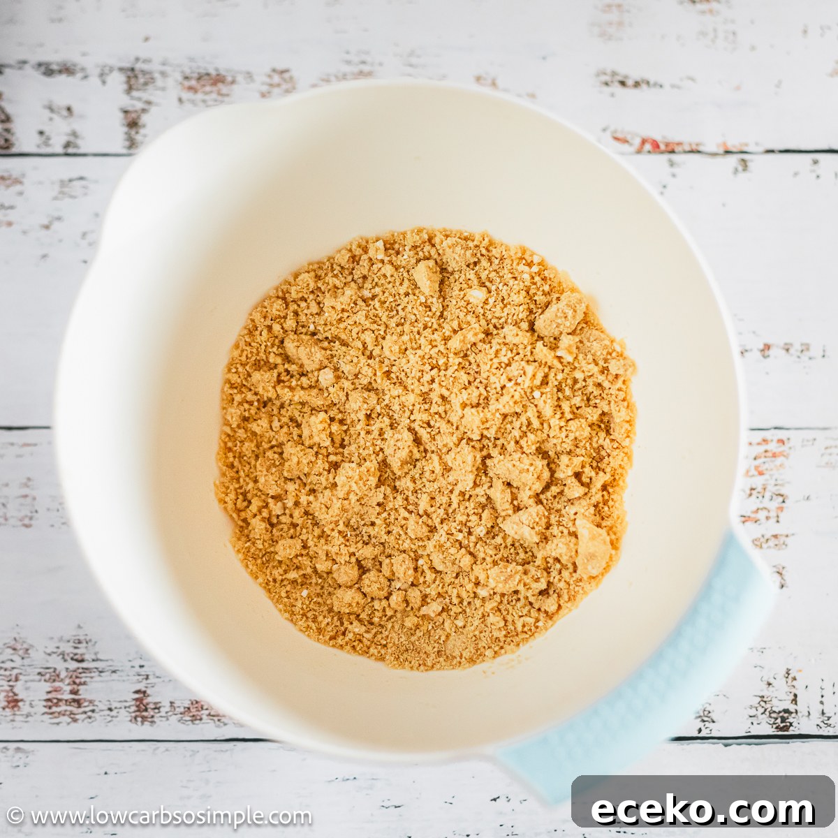 Crispy Baked Carnivore Pie Crust Recipe for Meat Pies 3 Crushed Pork Rinds in a Bowl | Low-Carb, So Simple