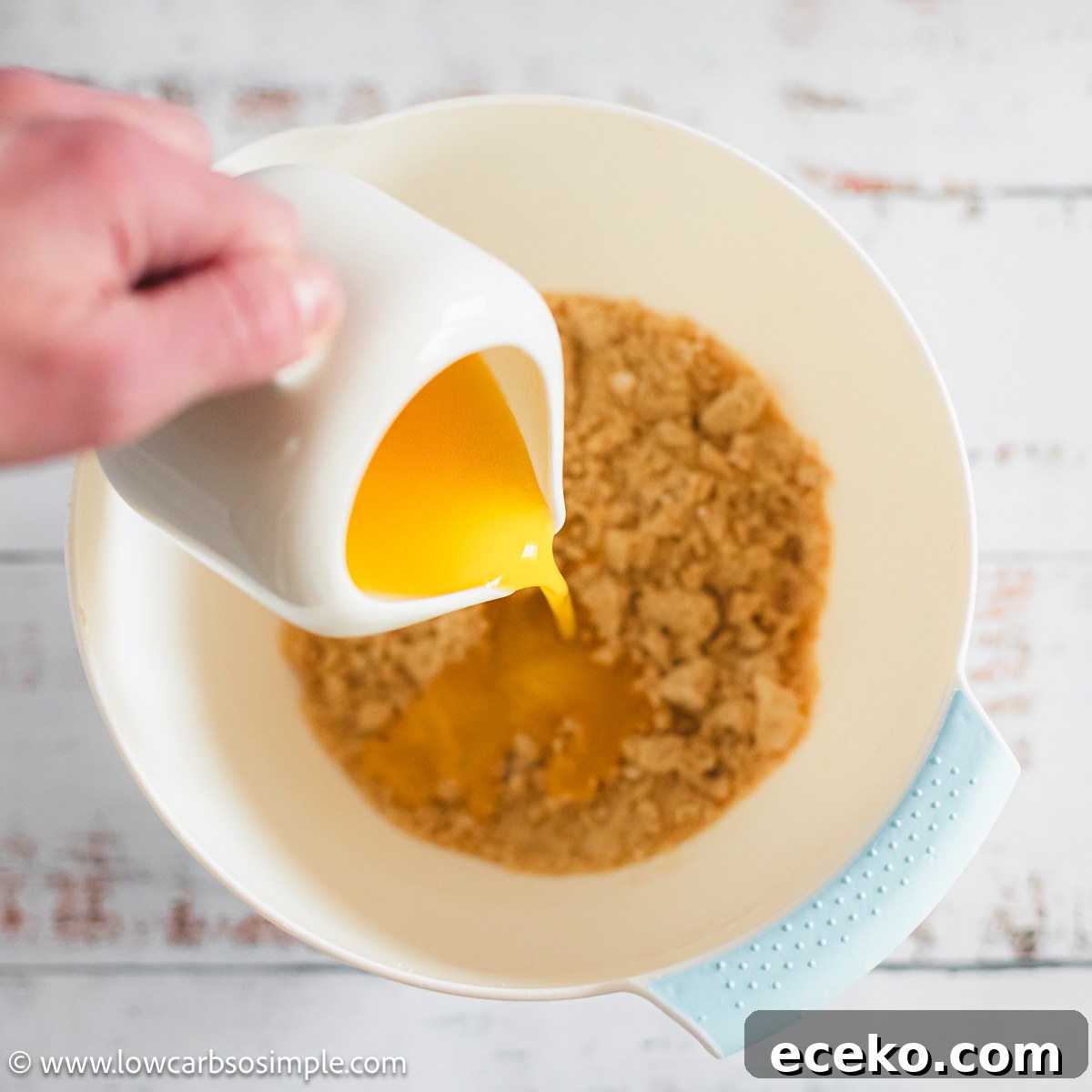 Crispy Baked Carnivore Pie Crust Recipe for Meat Pies 4 Adding Melted Butter | Low-Carb, So Simple