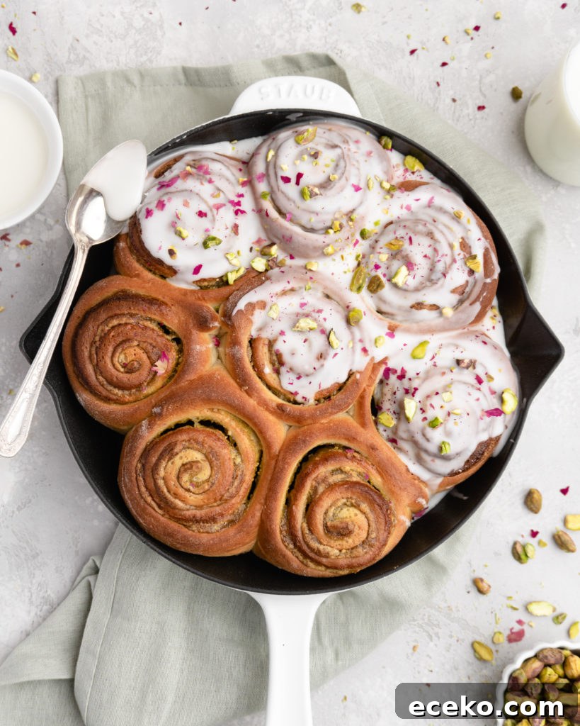 Buttery rich brioche dough is smothered in a creamy, nutty pistachio paste in these Cardamom Pistachio Rolls