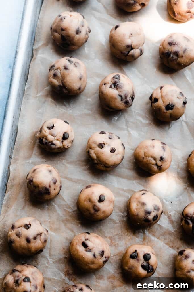 No-Bake Edible Cookie Dough Bites Recipe for Parties 8 A tray of the edible cookie dough balls.