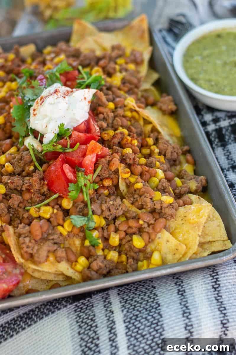 Gluten Free Baked Bean Nachos on a tray