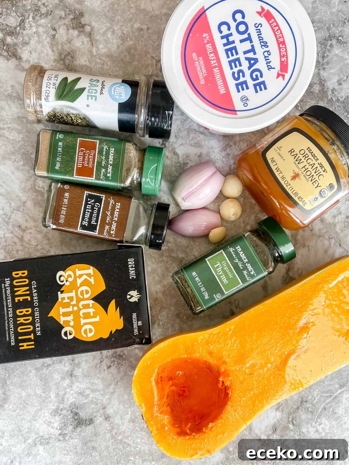 High protein butternut squash soup ingredients.