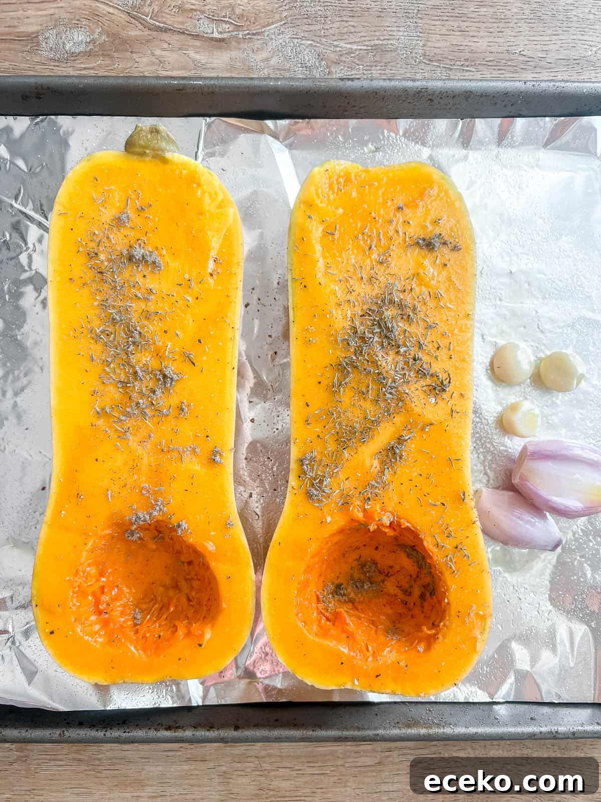 Butternut squash before baking.