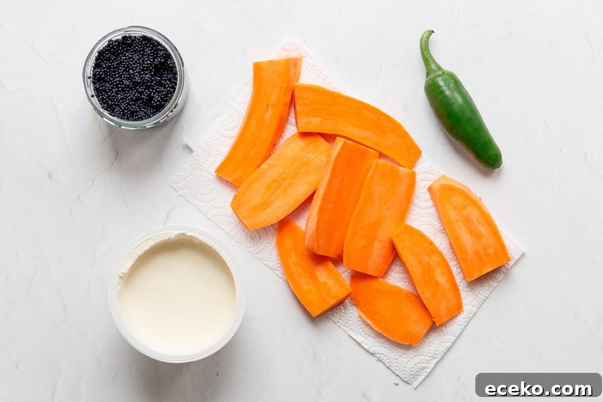 Crispy Air-Fryer Sweet Potato Canapés Topped with Caviar 3 Ingredients for sweet potato canapes