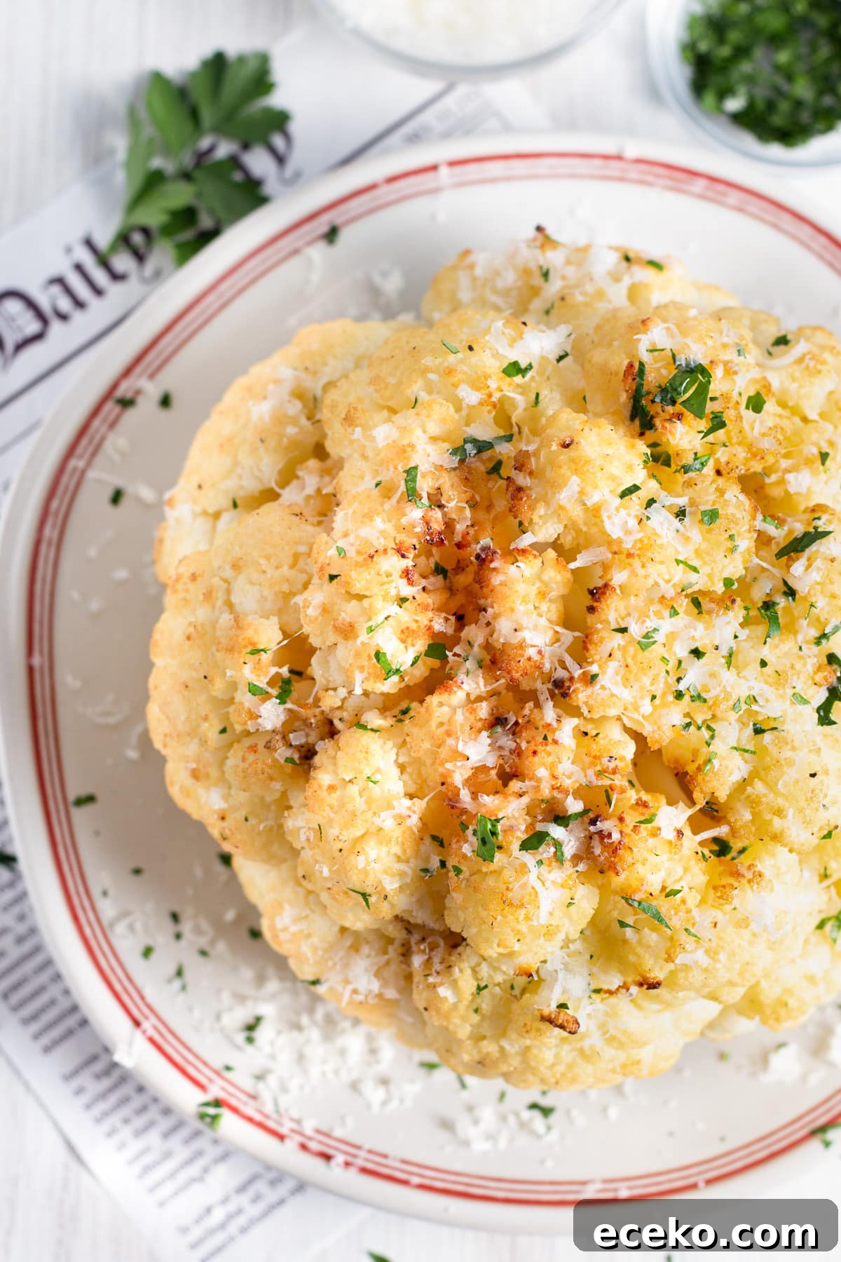 Picture of the smoked cauliflower close-up.