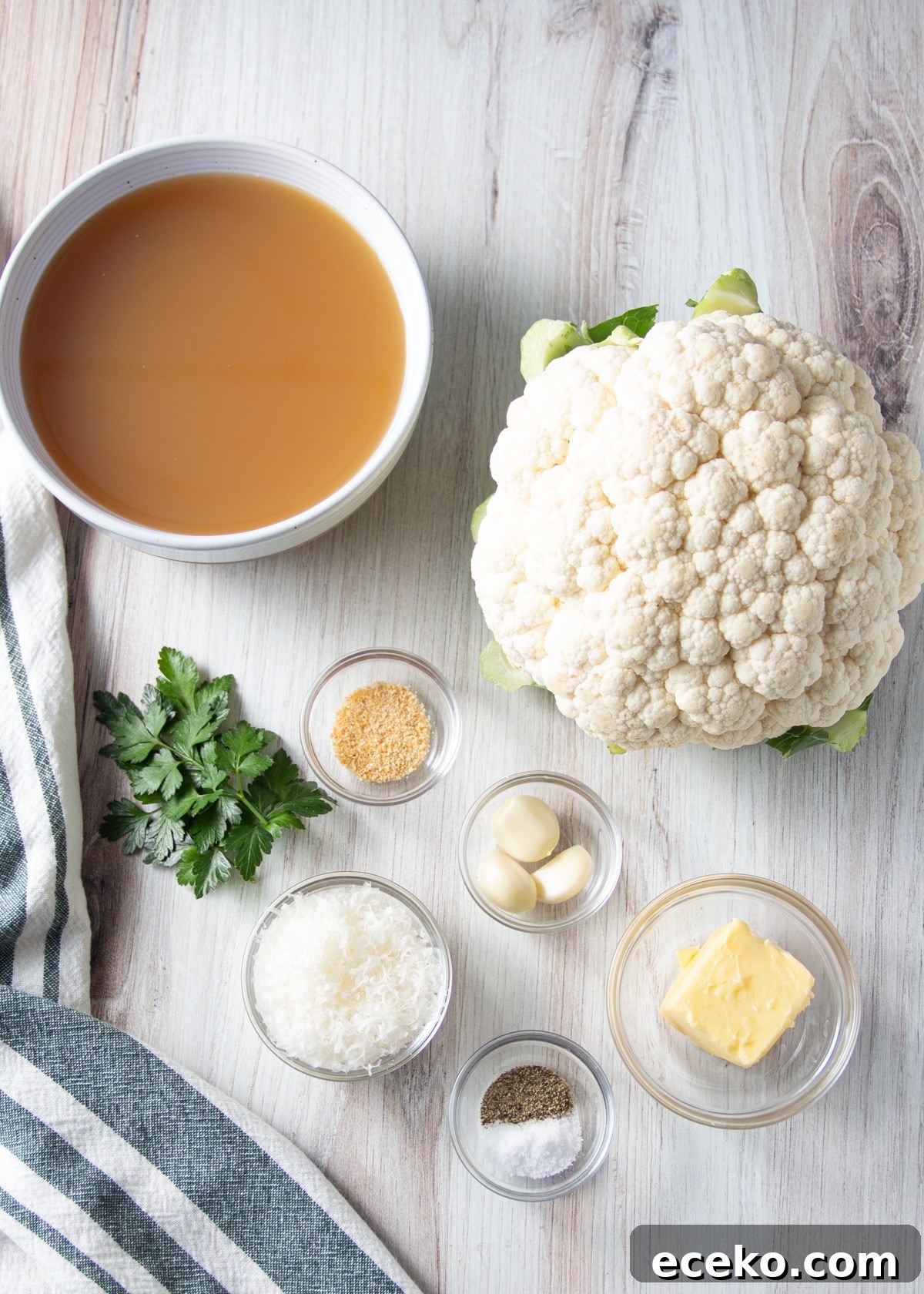 Picture of recipe ingredients in individual bowls. 