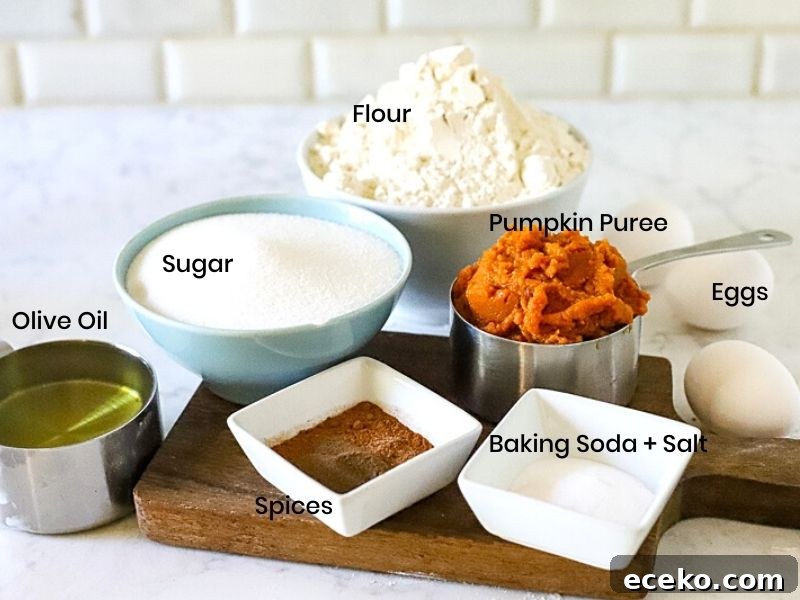 Ingredients for moist pumpkin bread