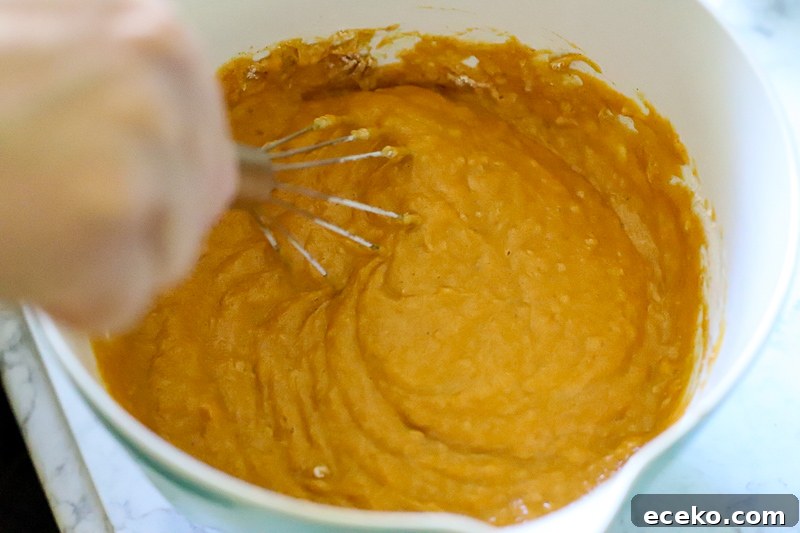 batter for pumpkin bread in a bowl