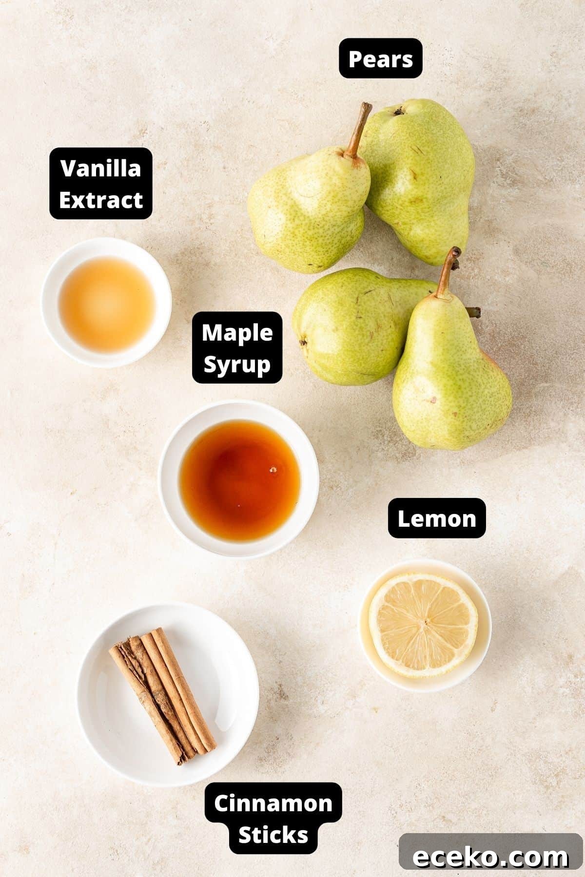 Ingredients in this recipe on a beige background.