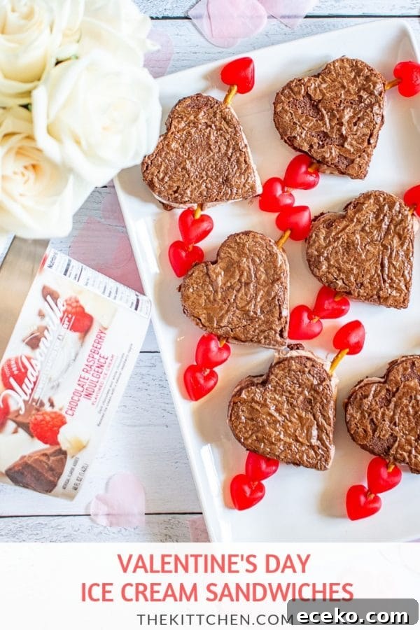 Valentine’s Day Ice Cream Sandwiches | These ice cream sandwiches made with Hudsonville’s Chocolate Raspberry Indulgence Ice Cream and boxed brownie mix are a perfect Valentine’s Day Dessert. #HudsonvilleHappy # HudsonvilleIceCream #ad Valentine’s Day Ice Cream Sandwiches | These ice cream sandwiches made with Hudsonville’s Chocolate Raspberry Indulgence Ice Cream and boxed brownie mix are a perfect Valentine’s Day Dessert. #HudsonvilleHappy # HudsonvilleIceCream #ad