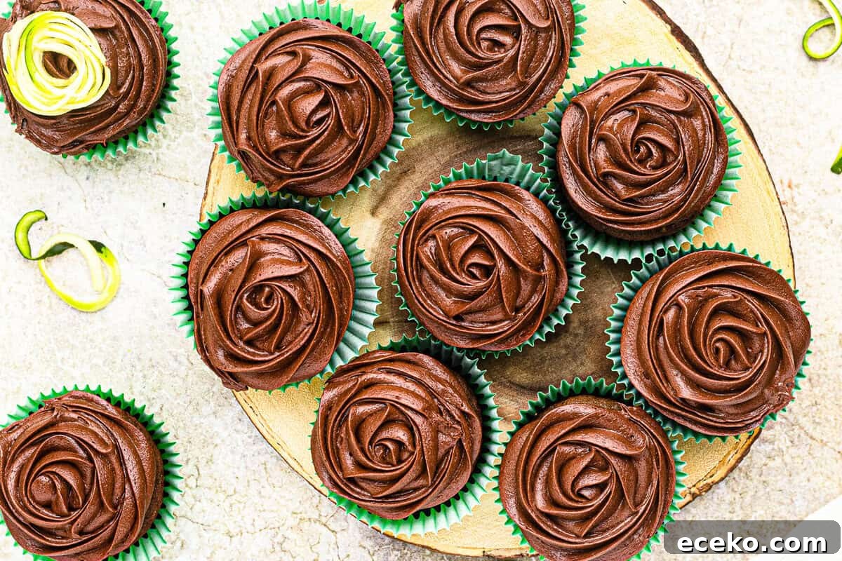 overhead platter with chocolate zucchini cupcakes