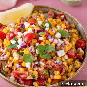 A bowl of Mexican corn salad.