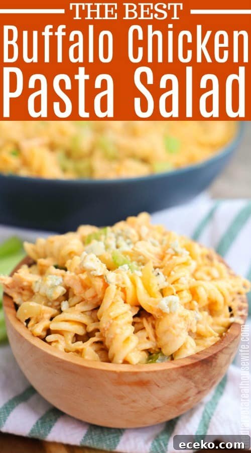 Spicy Buffalo Chicken Pasta Salad Recipe 6 Buffalo Chicken Pasta Salad pin image