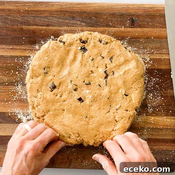 Pumpkin Cottage Cheese Scones with Chocolate Chunks 13 Shaping the scone dough into a circle.