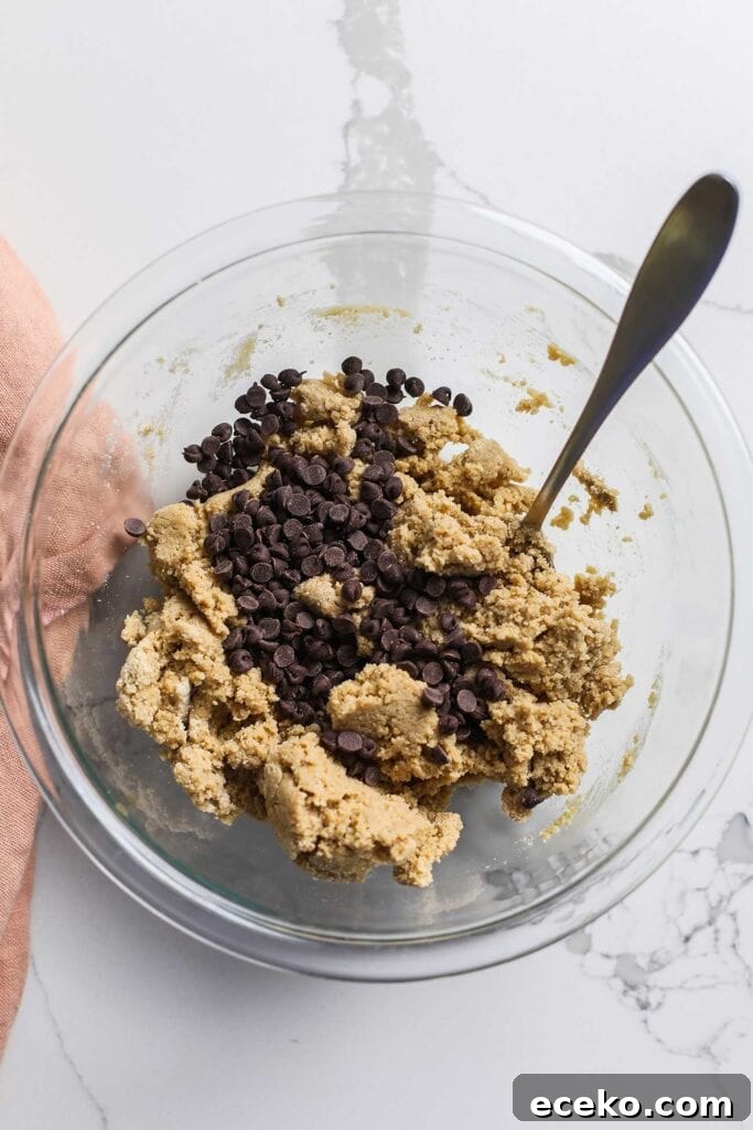 Mini chocolate chips added in to the cookie dough.