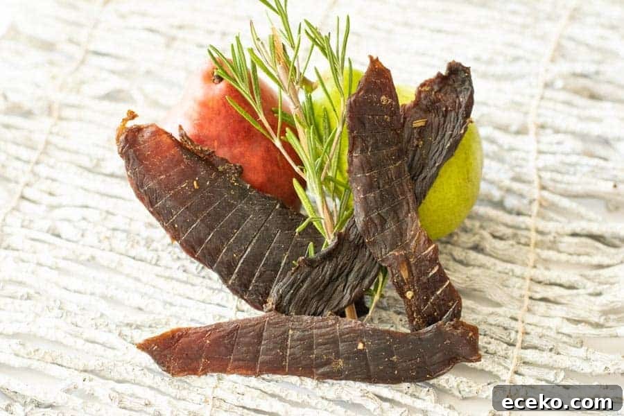 Rosemary-Pear Venison Jerky Recipe for Flavorful Snacks 13 Venison jerky with pear and rosemary
