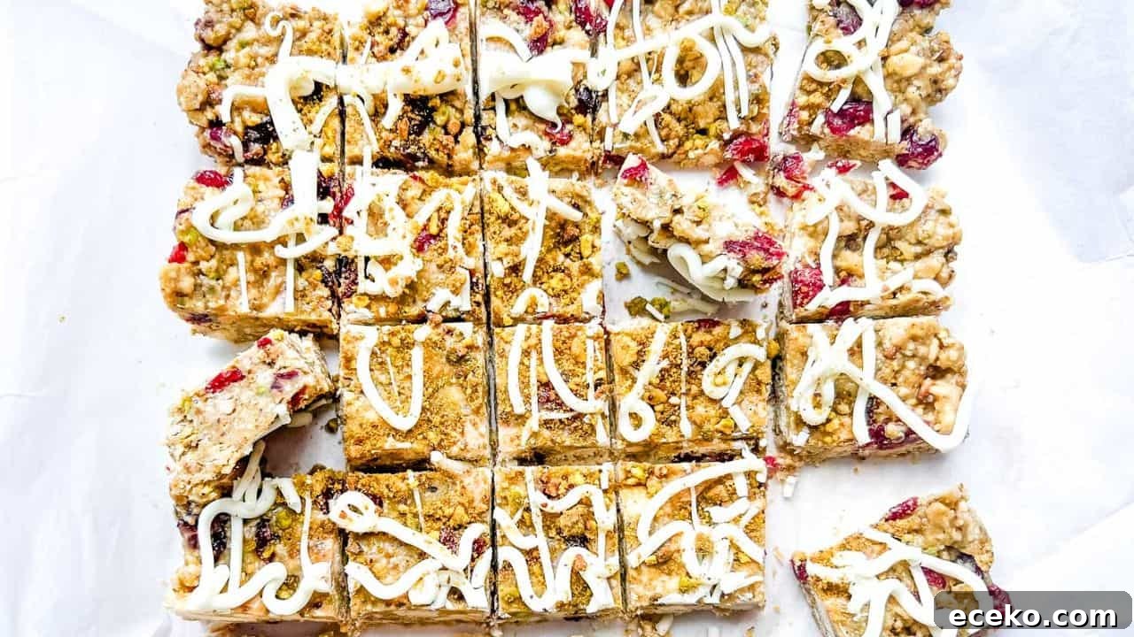 Cranberry Pistachio No-Bake Bars
