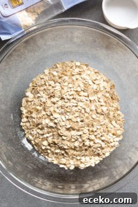No-Bake Chocolate Peanut Butter Oatmeal Cookies – Gluten Free 3 oats in a clear bowl