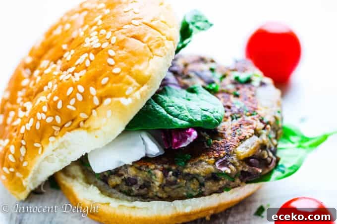 Mushroom Black Bean Veggie Burger