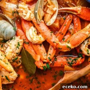 Authentic Cioppino: San Francisco-Style Seafood Steewith Shellfish 7 Large pot of cioppino seafoof stew.