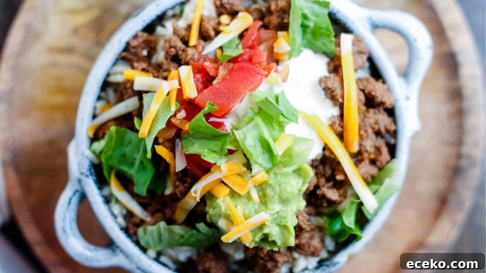 Taco Rice Bowl With Ground Beef