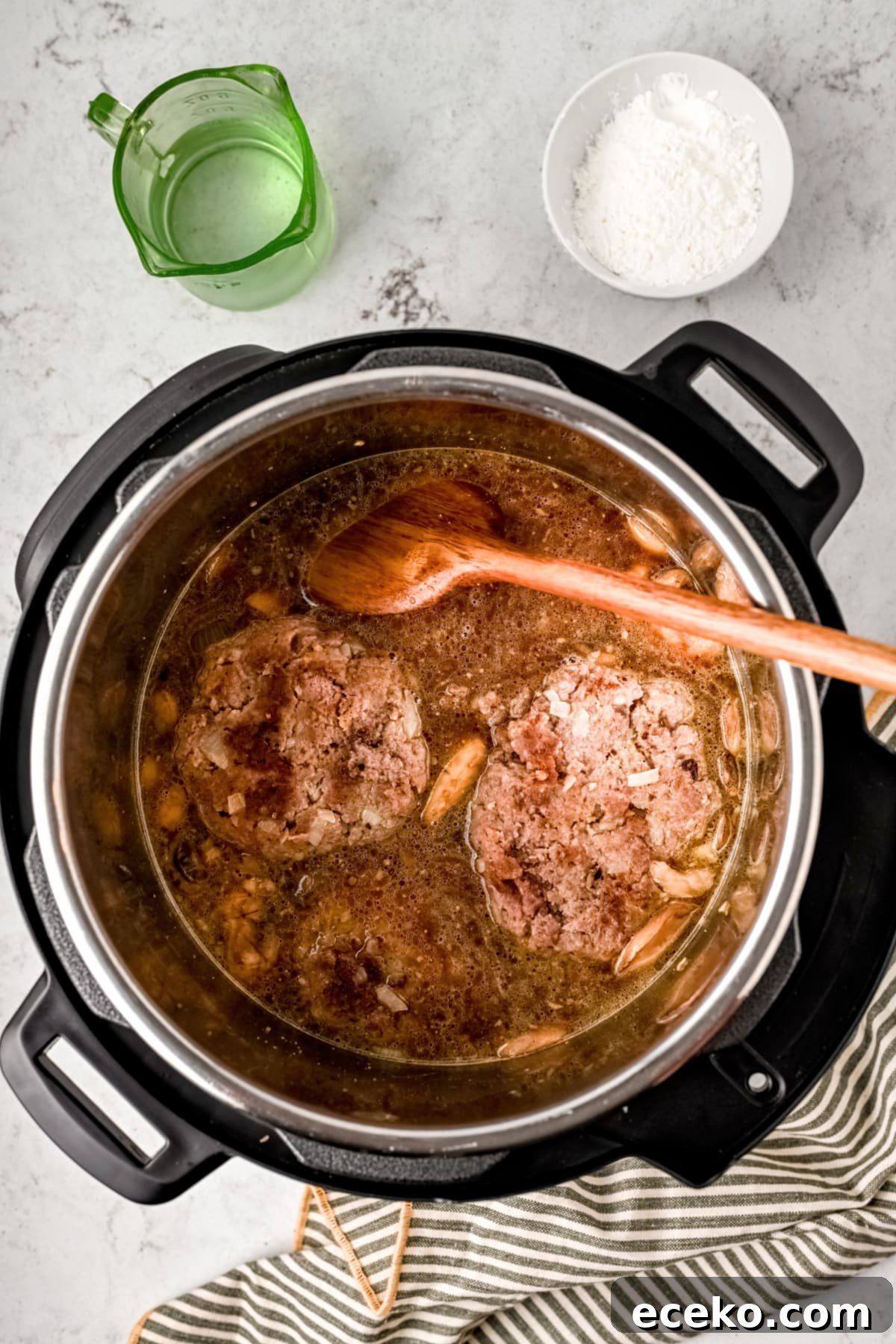 stir in sauces and add patties back to the instant pot