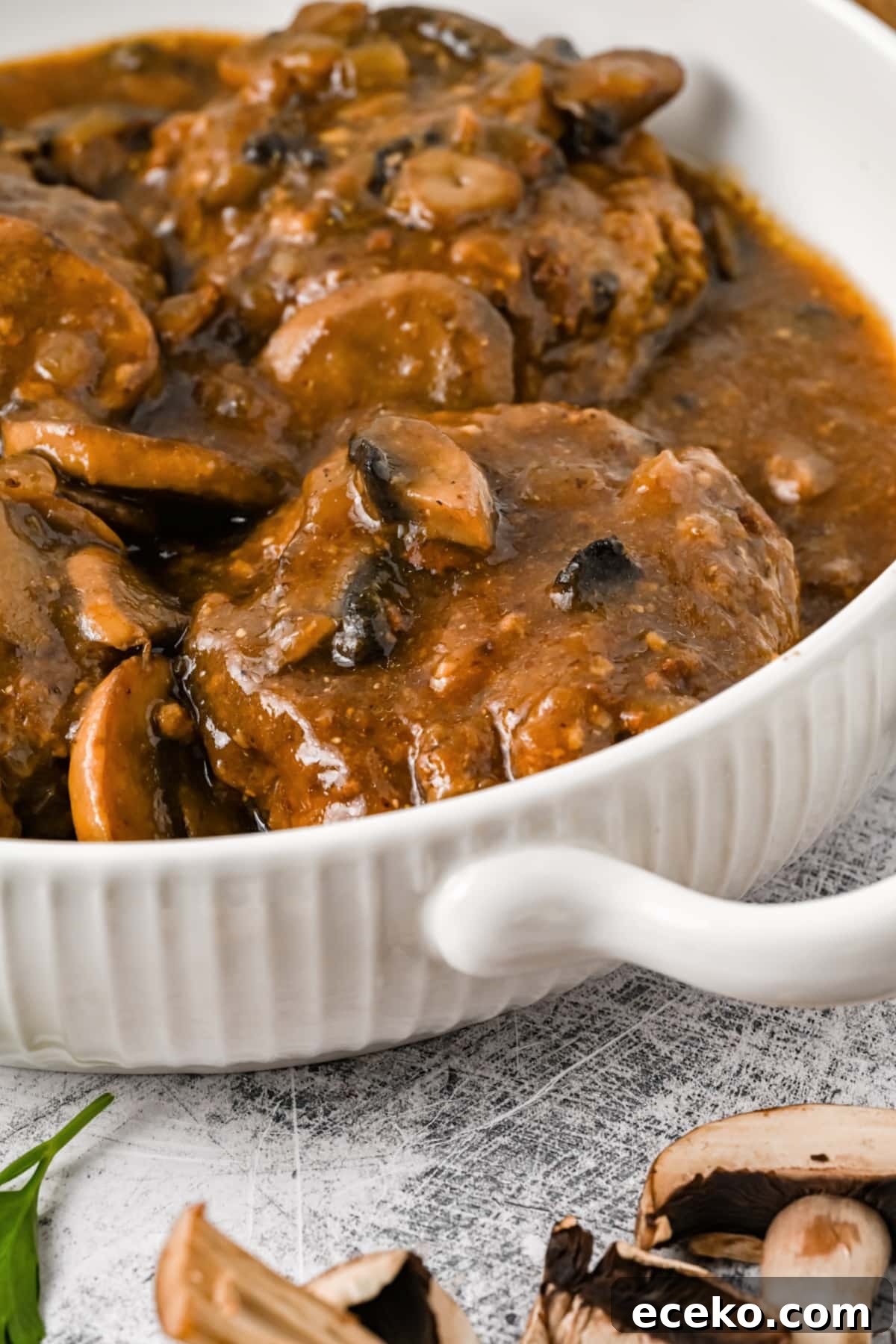 add Salisbury Steak and Gravy to serving dish