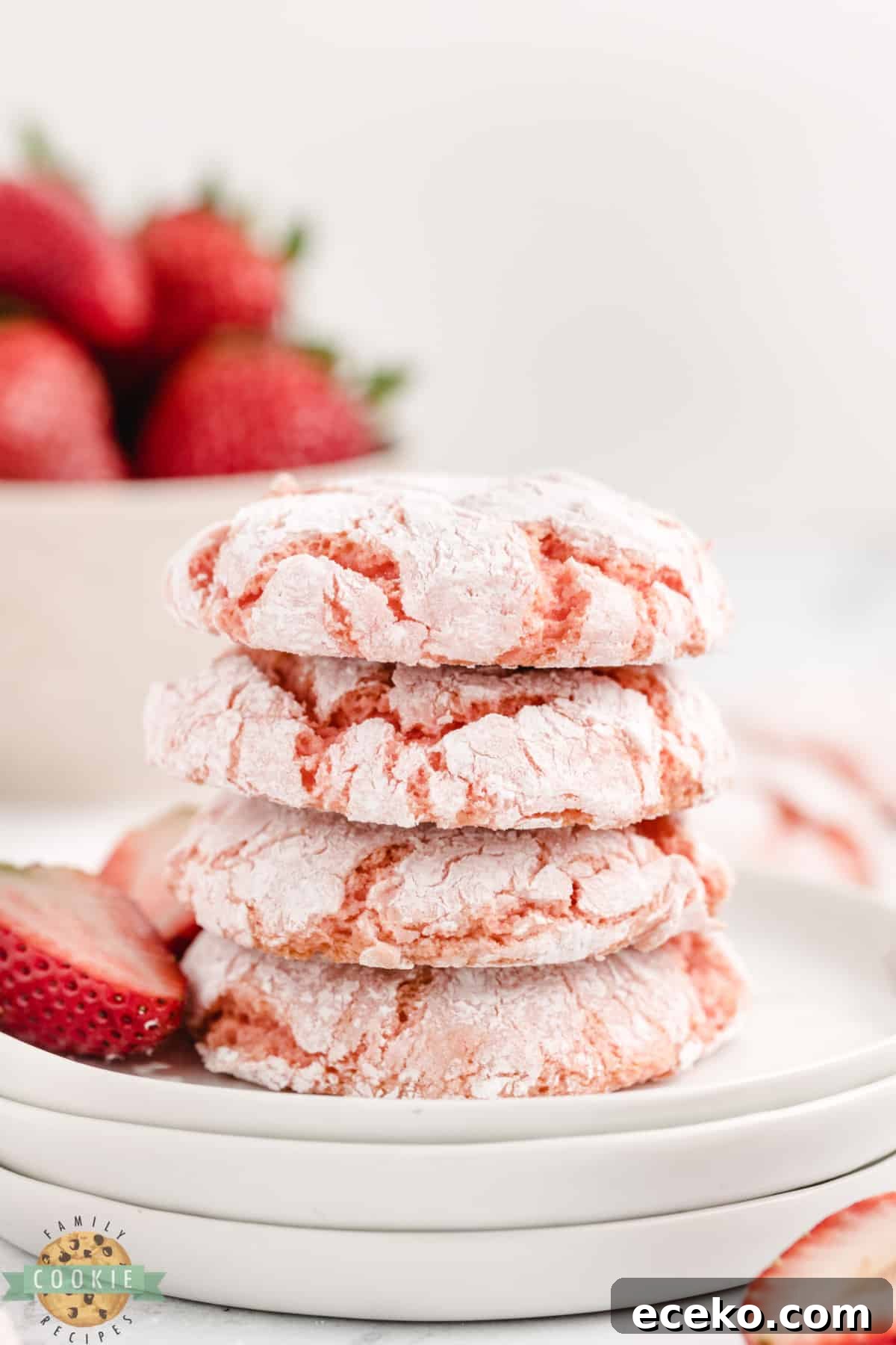 Strawberry Cool Whip Cookies made with a strawberry cake mix, Cool Whip and an egg. A lighter cookie recipe that is easy to make and with less calories than traditional cake mix cookies