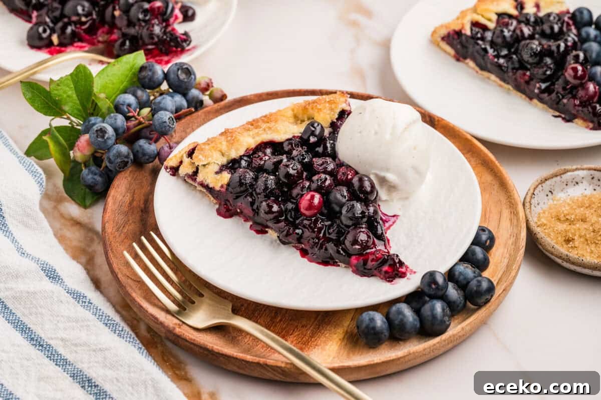Served blueberry galette