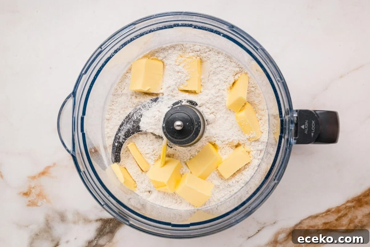 Cold butter in food processor