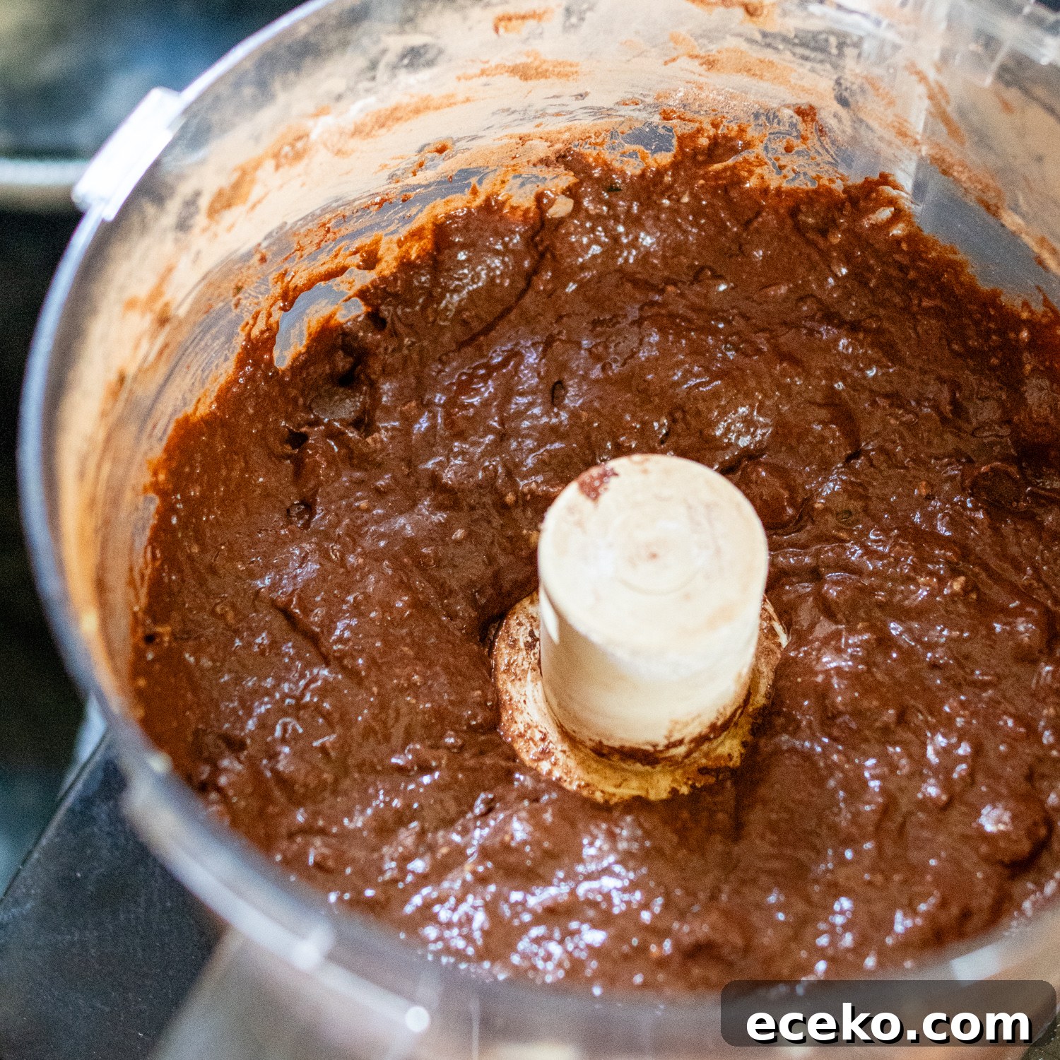 the brownie batter after it has been mixed.