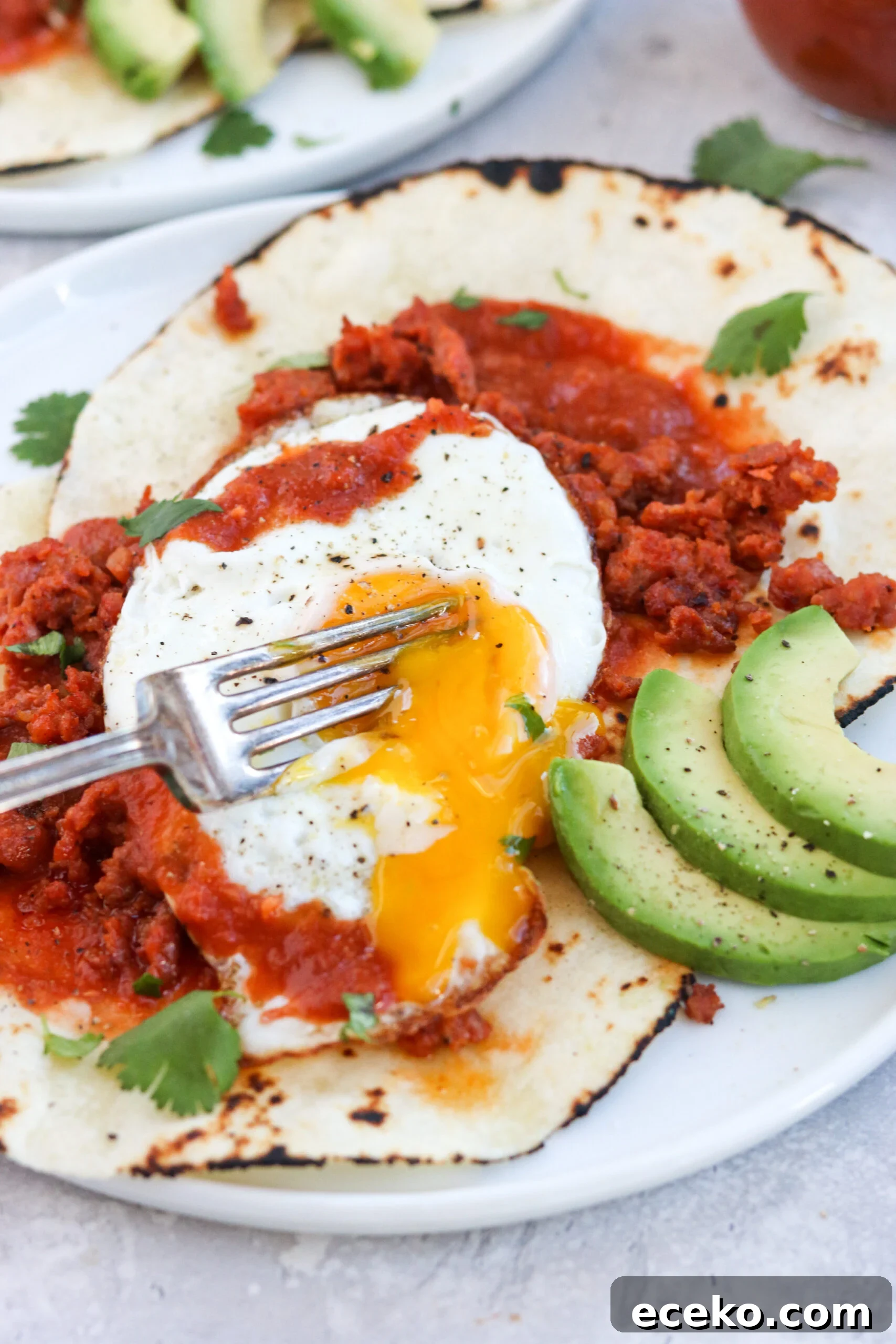 Runny egg with paleo Huevos Rancheros