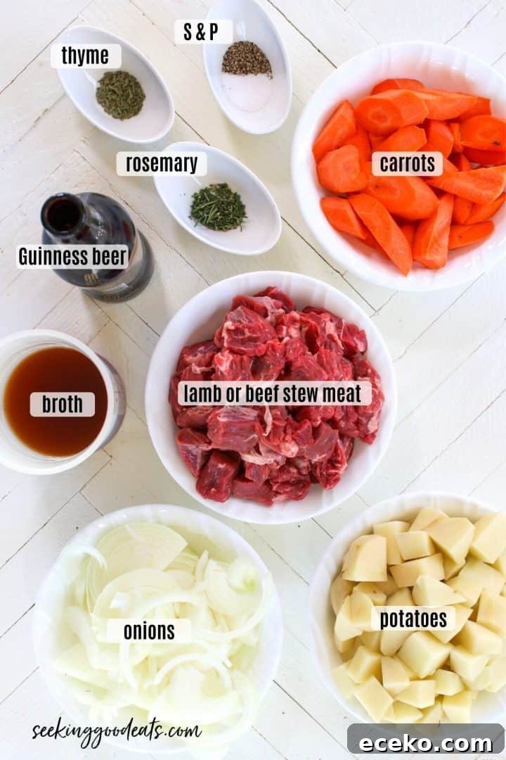Slow Cooker Irish Lamb Stew Recipe 3 Ingredients needed for making Irish Stew