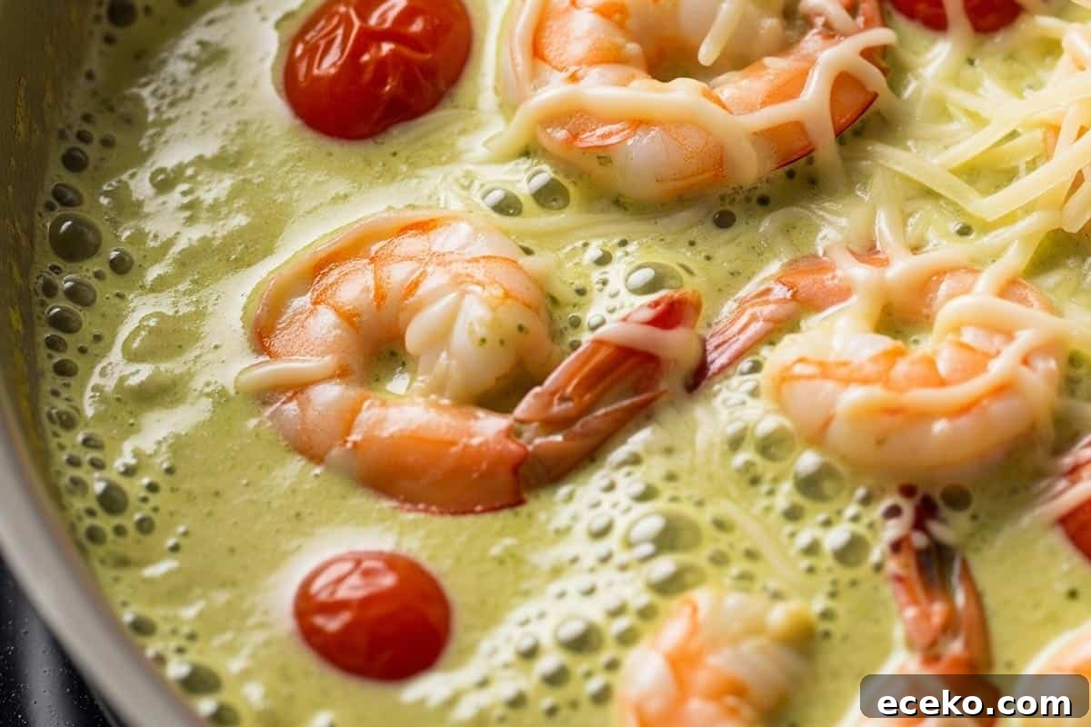 Shrimp and tomatoes with thick sauce.