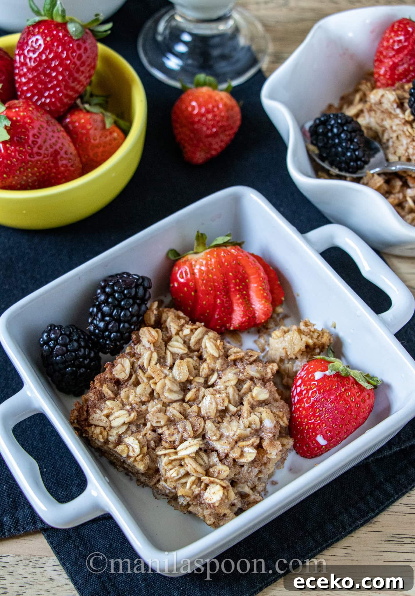 Chewy Baked Oatmeal with Mixed Berries and Maple Drizzle 2 Close-up of baked oatmeal