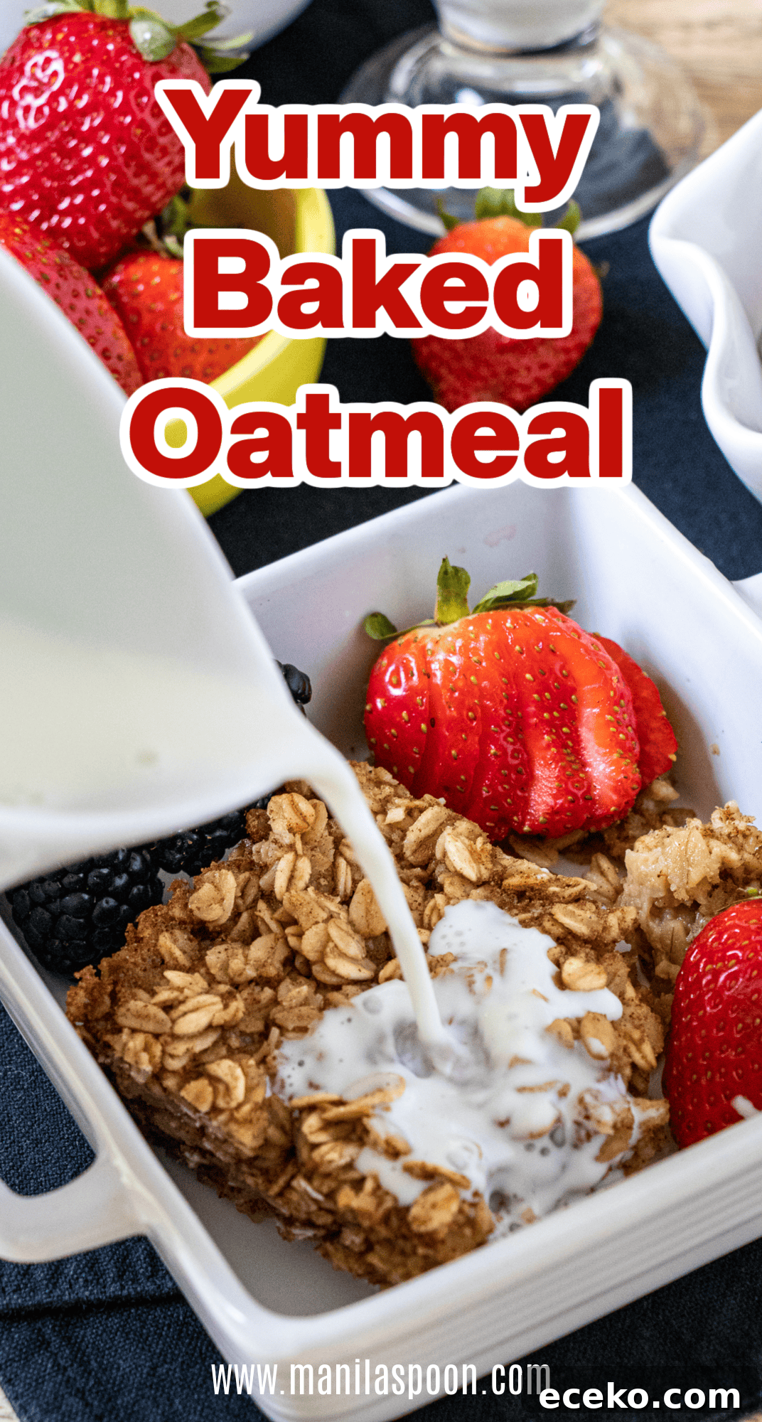 Chewy Baked Oatmeal with Mixed Berries and Maple Drizzle 3 Ingredients laid out