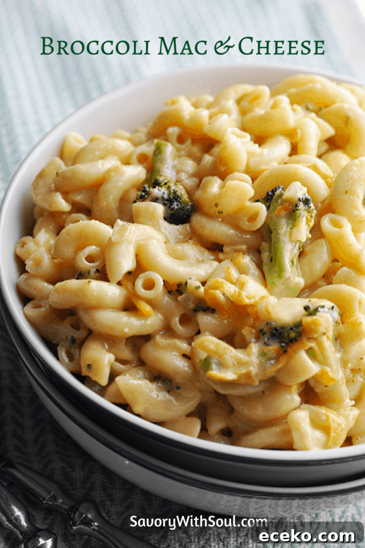 Pinable image for broccoli macaroni with cheese