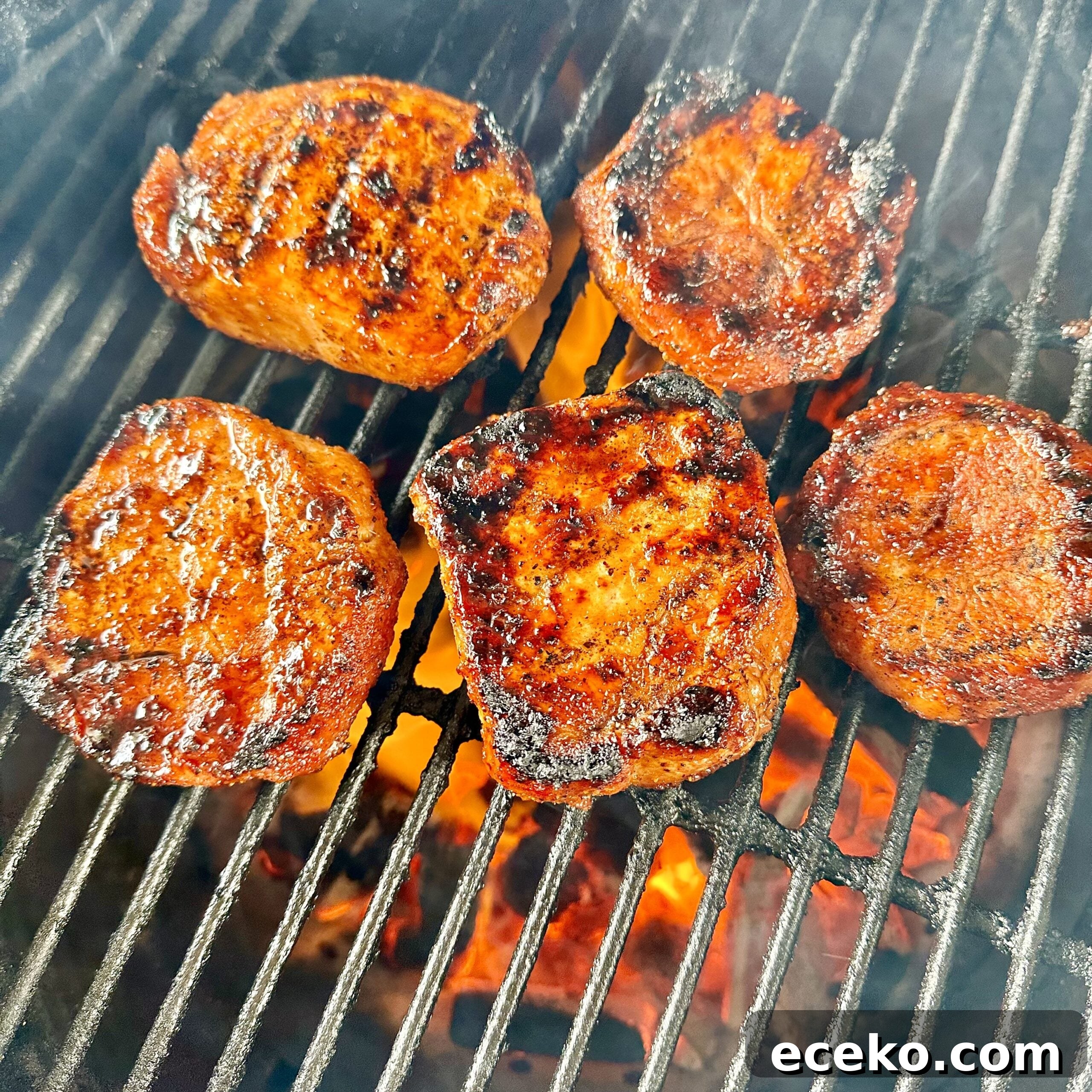 Pork chops on the grill