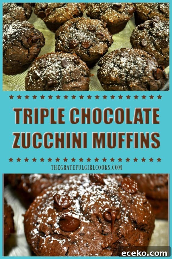 Triple Chocolate Zucchini Muffins pin image