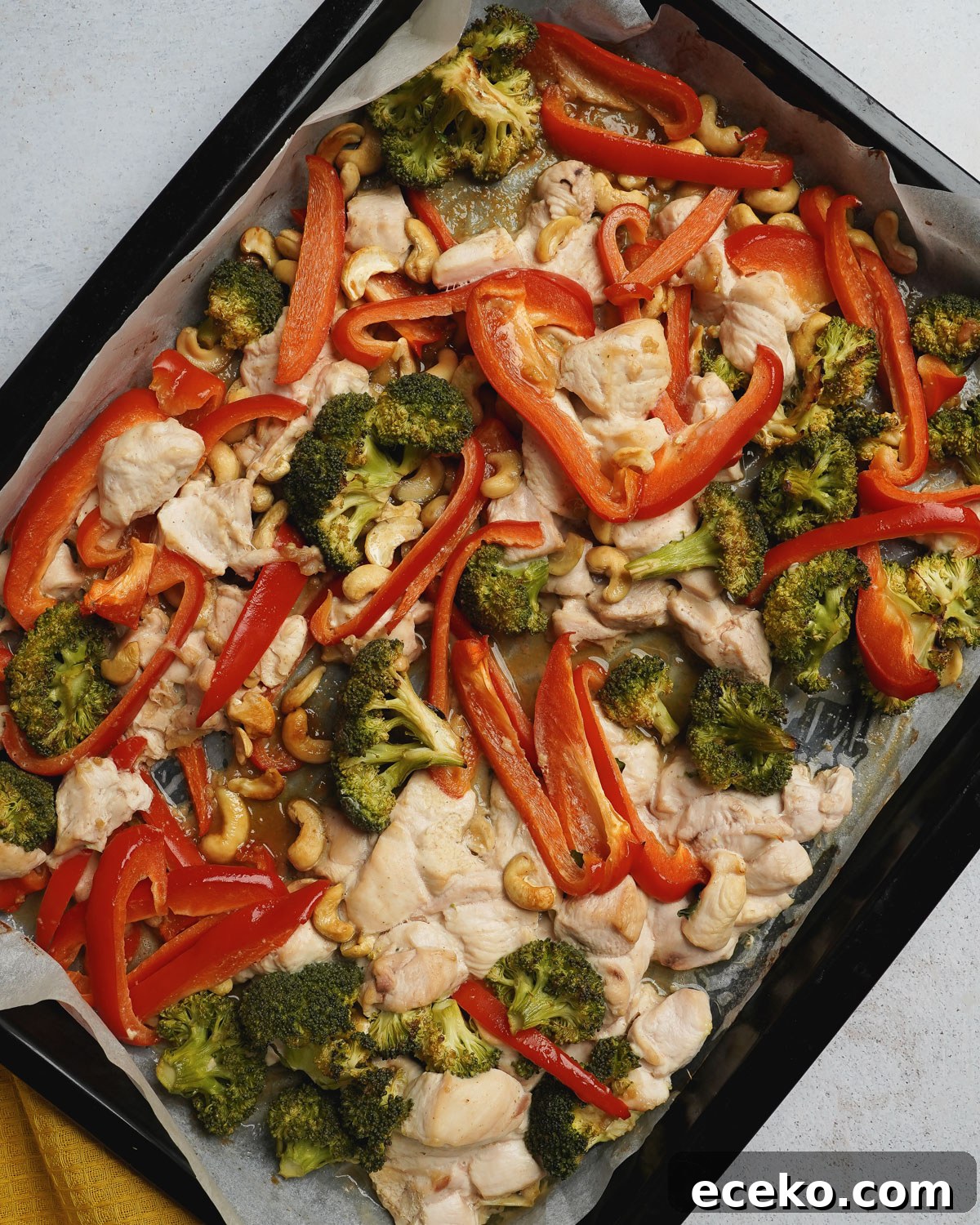 sheet pan cashew chicken