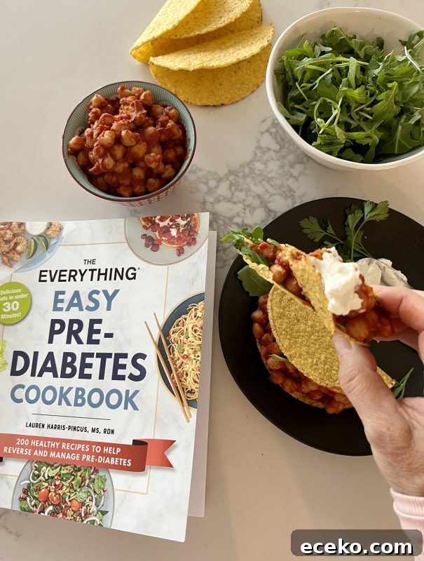 Spicy Chickpea Tacos with Arugula via LizsHealthyTable.com