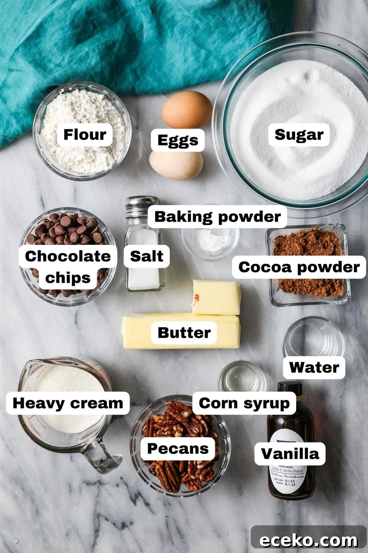 Ingredients for Turtle brownies