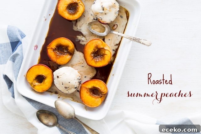 Caramelized Roasted Peaches with Honey and Thyme 2 Roasted summer peaches with So Delicious | @ktchnhealssoul