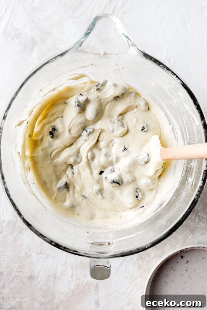 Vanilla Cake with Milk-Soaked Oreo Layers 7 vanilla batter with oreo chunks