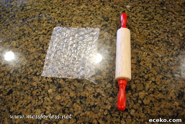 Painting with Rolling Pins and Bubble Wrap