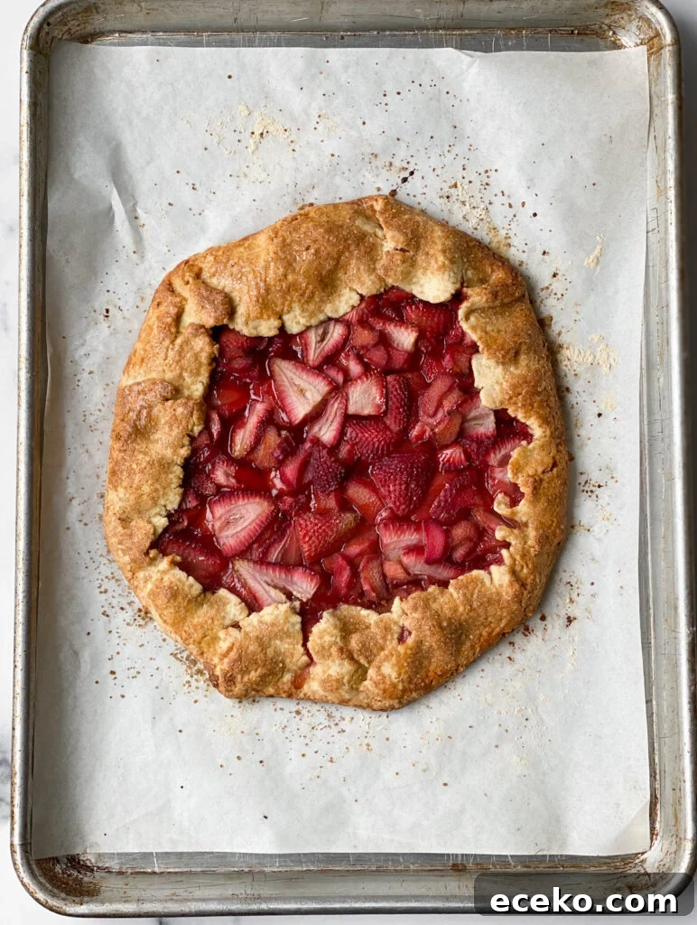 STRAWBERRY RHUBARB GALETTE FRESH FROM THE OVEN