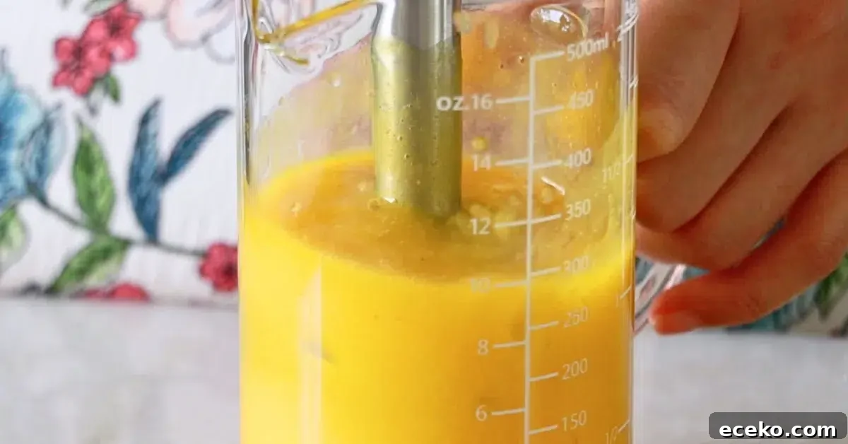 pureeing sugar lemon juice, and fresh mango