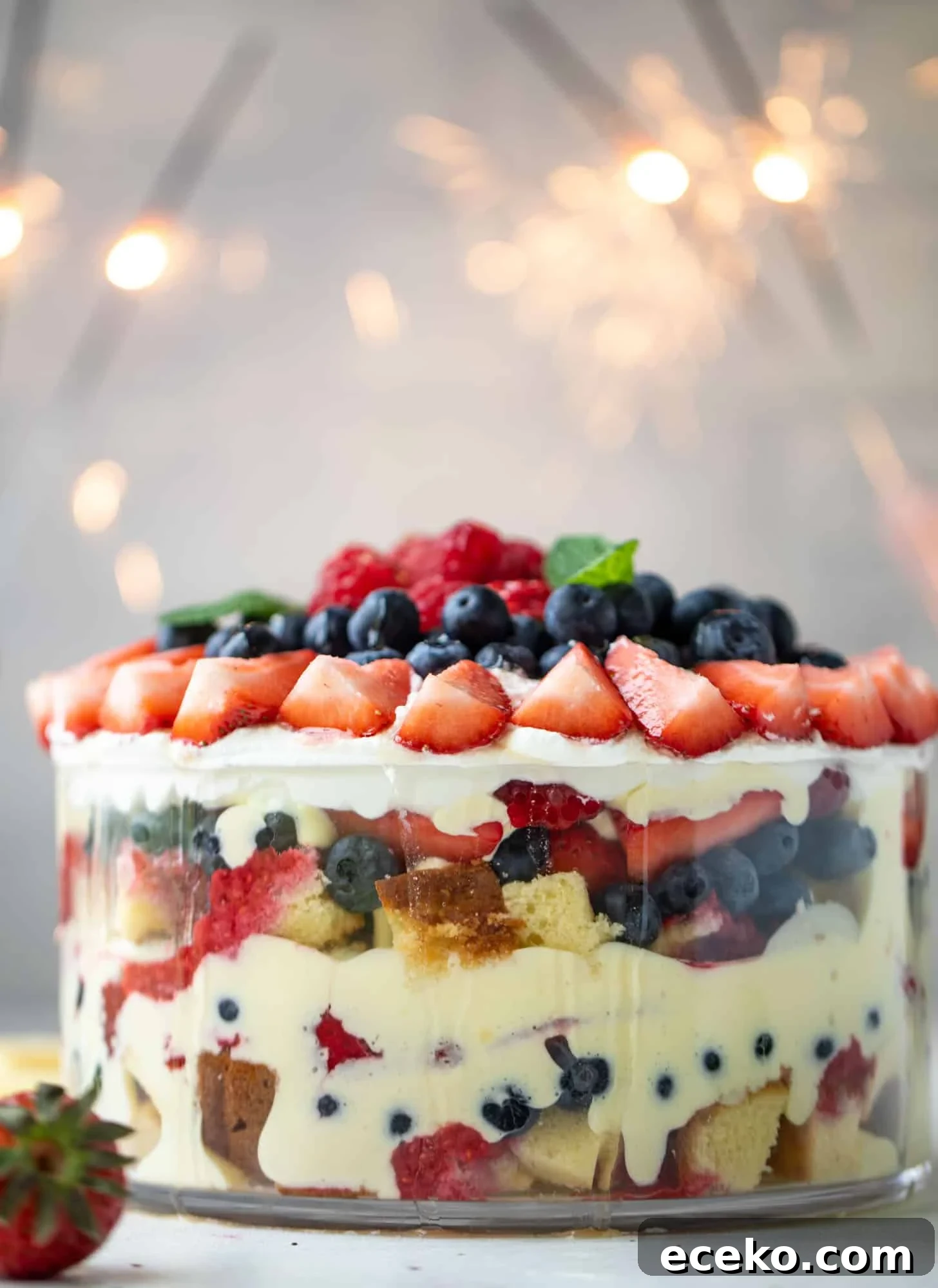 Triple-Berry Trifle with Fresh Raspberry Sauce 2 triple berry trifle with raspberry sauce