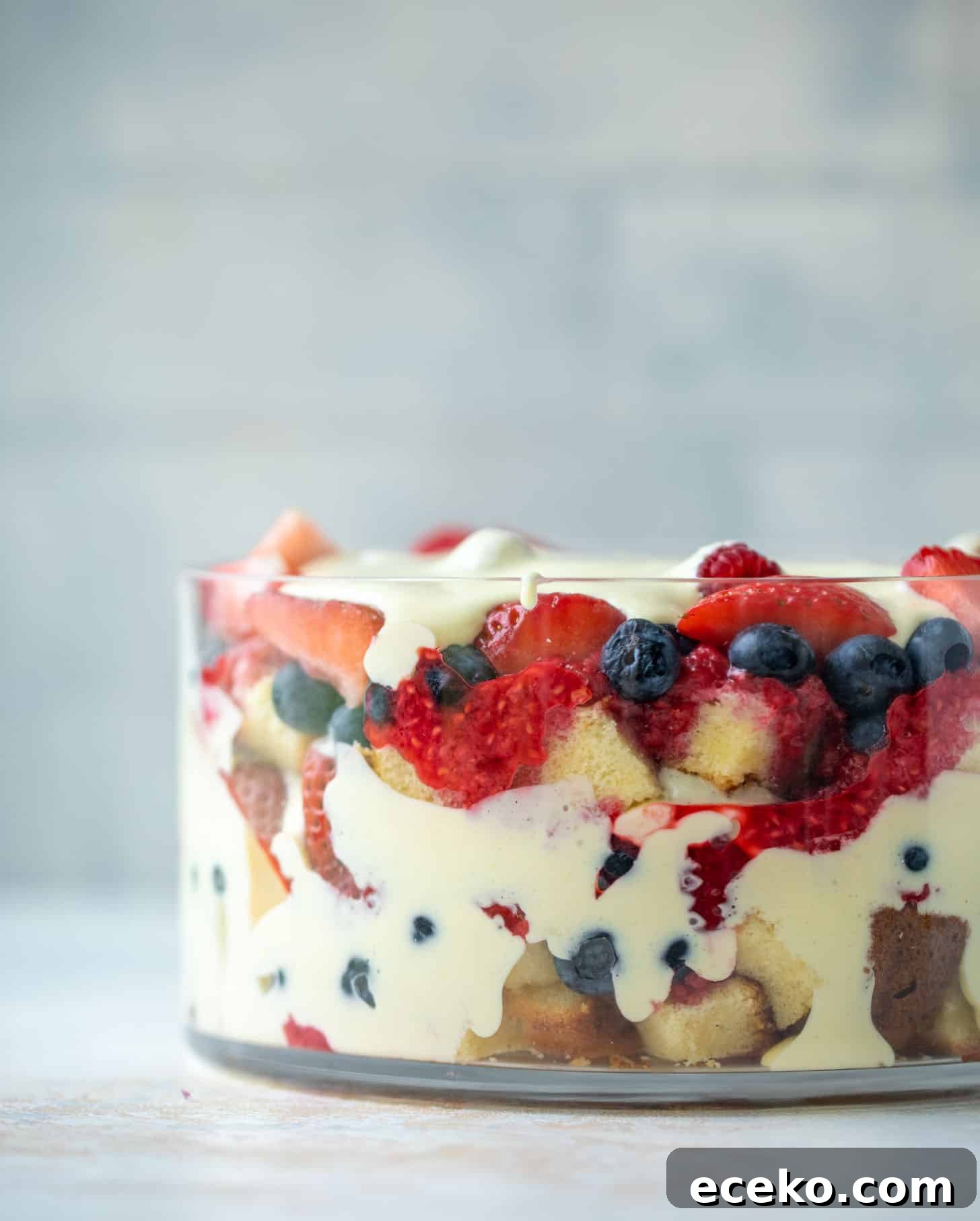 Triple-Berry Trifle with Fresh Raspberry Sauce 9 triple berry trifle with raspberry sauce